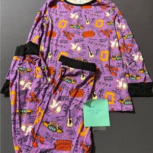 Oak & Ollie Bamboo 2 piece set Purple Friends Themed Pajamas size 7